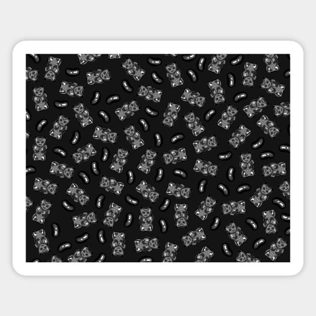 Black Jelly Beans & Gummy Bears Pattern Sticker by XOOXOO
